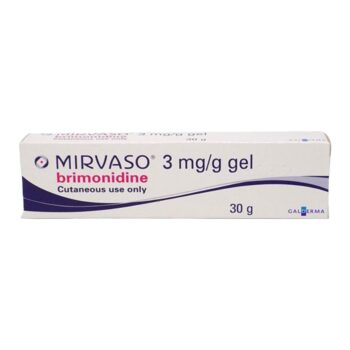 Tube of Mirvaso 3 mg/g Gel for rosacea treatment
