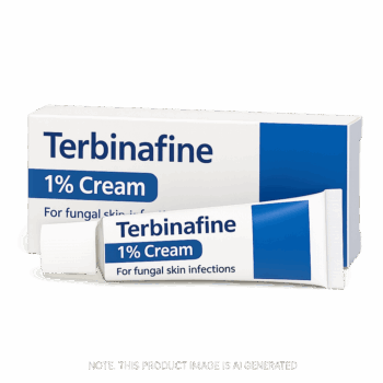 Tube of Terbinafine 1% Cream for athlete’s foot treatment