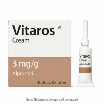 Box of Vitaros Cream applicators used for erectile dysfunction treatment